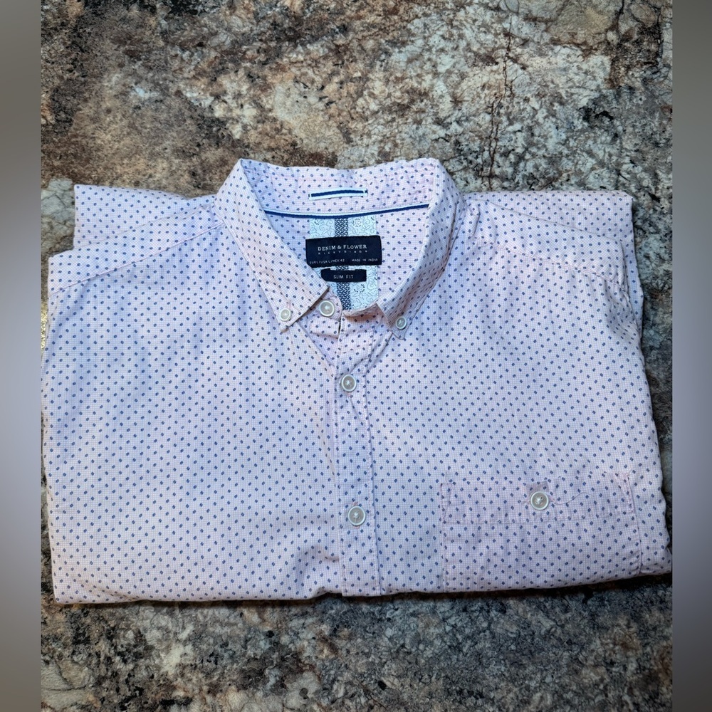 Denim & Flower Light Pink Short Sleeve Button-Down Shirt - Picture 6 of 6